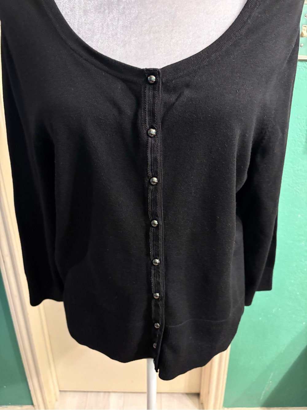 White House Black Market Cardigan with Silver Snap Buttons - Picture 3 of 12